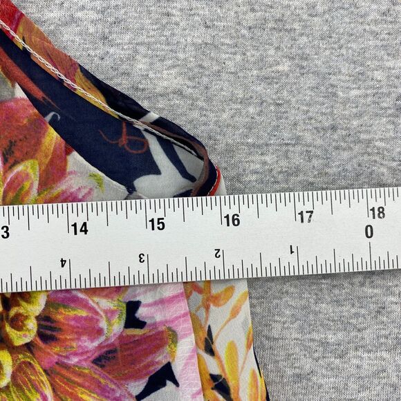 Tyche Blouse Womens Small Floral Pick Sleeveless Silky Top Flowy Sheer Tropical - Picture 9 of 10